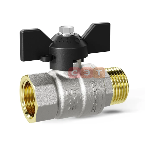 Кран шаровый НР-ВР (бабочка)  LD PRIDE (Россия)    1/2"